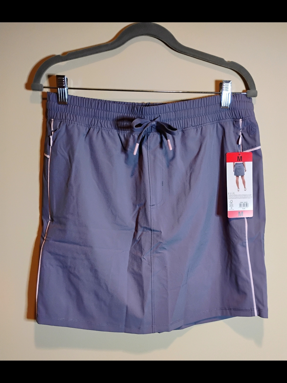 Elle Sport Women's Athletic Skort in Blue with Pink Trim M
